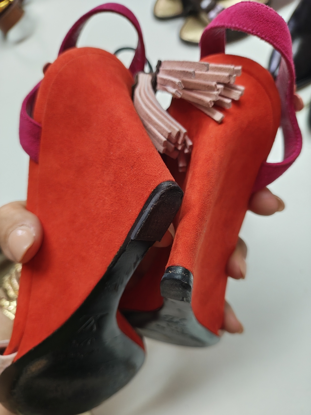 Louis Vuitton Pink Suede Ankle-Tie Sandals - Picture 7 of 7
